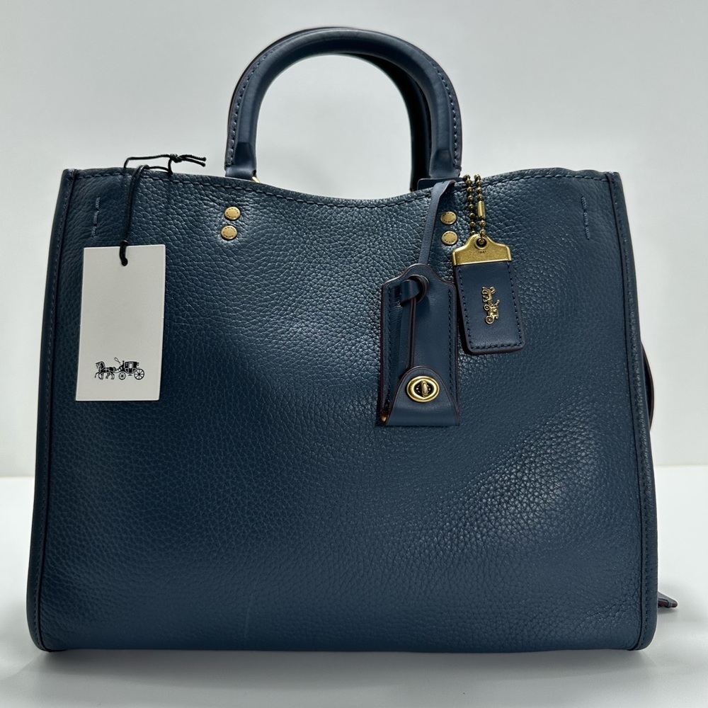 COACH 1941 Dark Denim Rogue 31 In Relaxed Smooth Pebbled Leather
